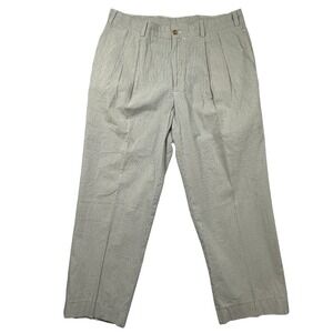 Bills Khakis M2P Mens 37x28.5 Pleated Seersucker Striped Pants Navy Almond USA